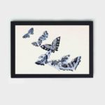 Experience the beauty of Japanese art with this Kamisaka Sekka butterfly woodblock print,mounted on the wall