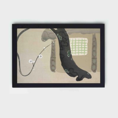 the tranquility of a Japanese home with this Kamisaka Sekka "House" vintage art print,mounted on the wall