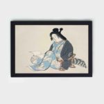 This stunning vintage art print of a reading lady from Momoyogusa Flowers of a Hundred Generations,placed on the wall