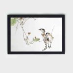 Enhance your decor with this charming vintage art print of wild ducklings by Watanabe Seitei,displayed on the wall