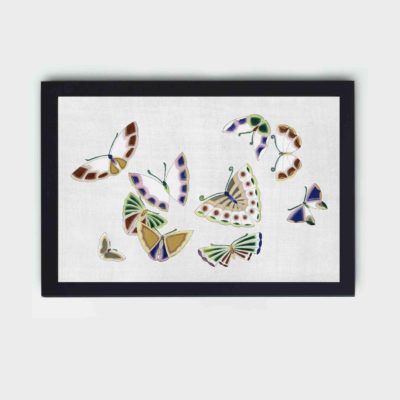 Experience the beauty of Japanese art with this Kamisaka Sekka butterfly woodblock print,placed on the wall