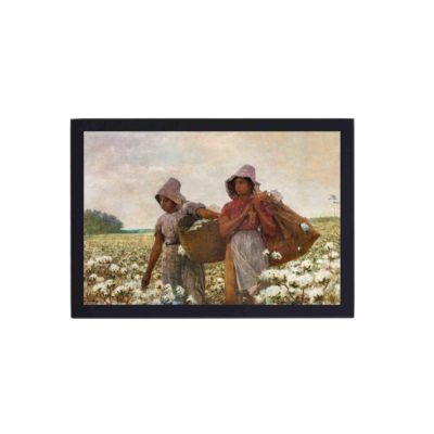 The struggle and tenacity of the American South, and bringing “The Cotton Pickers” mounted on the wall with black frame