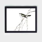 Discover the charm of a Tit in this vintage art print by Kono Bairei,placed on the wall