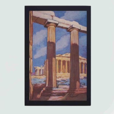 Experience the grandeur of the Acropolis with this vintage art print,mounted on the wall