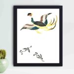 this stunning vintage art print of a crane from Yatsuo no Tsubaki by Taguchi Tomoki,placed on the wall wih black frame