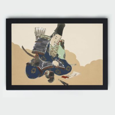 Experience the power of the samurai with this captivating vintage art print by Kamisaka Sekka,framed and placed on the wall