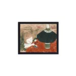 Beautiful "Child with Lamp" art print,mounted on the wall with black frame