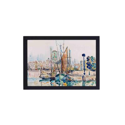 The vibrant charm of La Rochelle with this stunning vintage art print by Paul Signac,hung on the wall