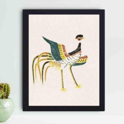 this stunning vintage art print of a crane from Yatsuo no Tsubaki by Taguchi Tomoki,placed on the wall