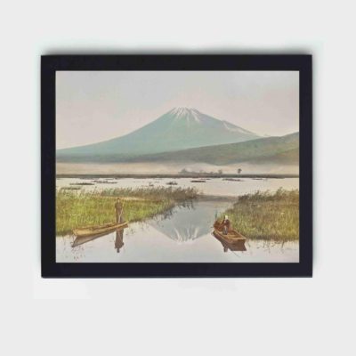 this stunning vintage art print of Mount Fuji as seen from Kashiwabara,displayed on the wall