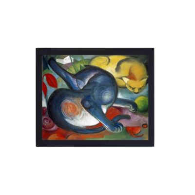 This vintage Franz Marc "Two Cats" print,mounted on the wall with black frame