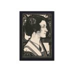 Vintage art print featuring a Portrait of an Unknown Woman by Richard Roland Holst,mounted on the wall