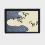 stunning vintage art print of ocean waves from Momoyogusa Flowers of a Hundred Generations,mounted on the wall