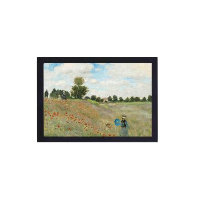 Vintage art print of Claude Monet's "The Poppy Field near Argenteuil" (1873),displayed on the wall