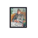 Vintage art print of Jacques-Emile Blanche's "Portrait de Francis Poulenc.",hung on a white background wall