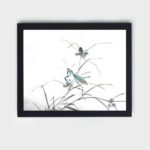 the intricate beauty of a Grasshopper in this vintage art print by Kono Bairei,displayed on the wall