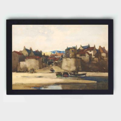 Discover the charm of Robin Hood's Bay with this vintage art print,mounted on the wall