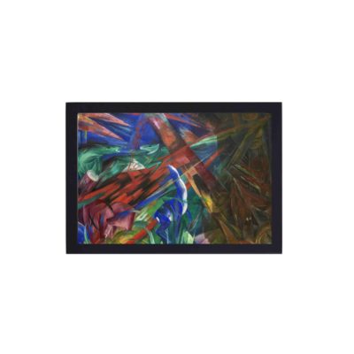 The powerful symbolism of Franz Marc's "Animal Fates" with our vintage art print,mounted on the wall with black frame