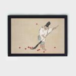 Experience the beauty in everyday life with this Kamisaka Sekka "Raking" art print,mounted on the wall