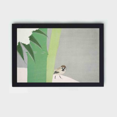 Experience the beauty of nature with this Kamisaka Sekka sparrow art print,placed on the wall