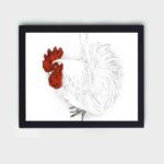 Discover the playful charm of a Japanese Bantam in this vintage art print by Kono Bairei,placed on the wall