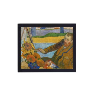 Vintage canvas print of Gauguin's "The Painter of Sunflowers" (1888),framed and placed on the wall