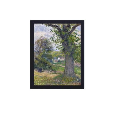 Vintage art print of Camille Pissarro's 'Chestnut Trees in Osny' (1883),with black frame hung on white background