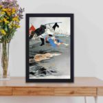 Experience the intensity of the Sino-Japanese War with this vintage art print,displayed on a table