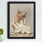 this stunning vintage art print of a Japanese wood carving by Kazumasa Ogawa,placed on the wall