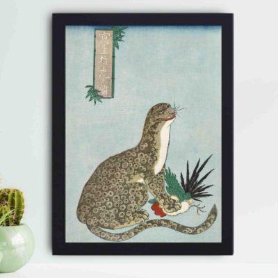 Enhance your decor with this captivating vintage art print of a powerful tiger by Utagawa Kunimaro,hung on the wall