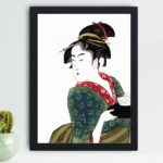 This stunning vintage art print of Naniwaya Okita by Utamaro Kitagawa,placed on the wall