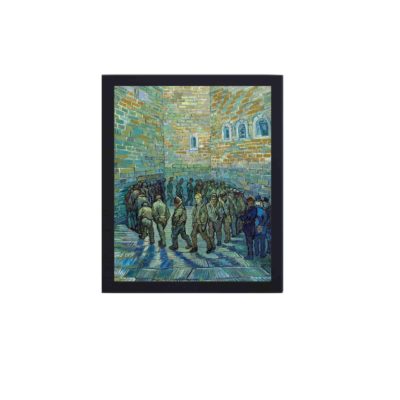 Van Gogh's "Prisoners Exercising" (1890) with this vintage art print,displayed on the wall