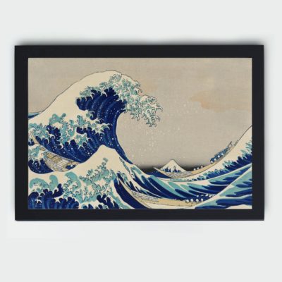 The ocean in this vintage art print by Katsushika Hokusai. "Kanazawa Oki Nami Ura",displayed on the wall