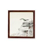 Experience the beauty of nature with this Ohara Koson blue nightingale art print,mounted on the wall