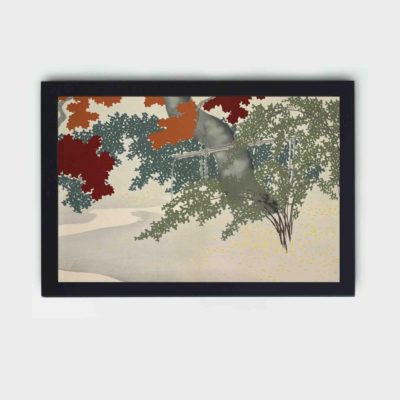 Discover the beauty of autumn with this Kamisaka Sekka maple leaf art print,hung on the wall