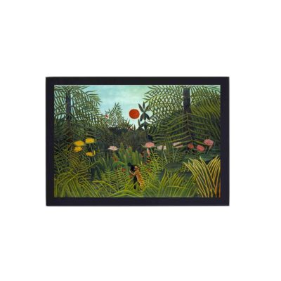 vintage Henri Rousseau print. This stunning reproduction of "Virgin Forest with Sunset" (1910),mounted on the wall