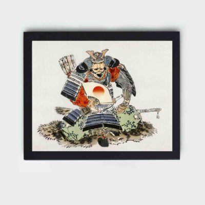 honor of a Samurai in this vintage art print by Kono Bairei,displayed on the wall