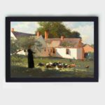 beauty of rural life with Winslow Homer's "Farmyard Scene" art print,framed and placed on the wall