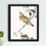 the beauty of an Eastern Waxwing in this vintage art print by Numata Kashu,placed on the wall