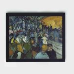 Vibrant energy of Van Gogh's "Les Arènes" with this vintage art print,mounted on the wall