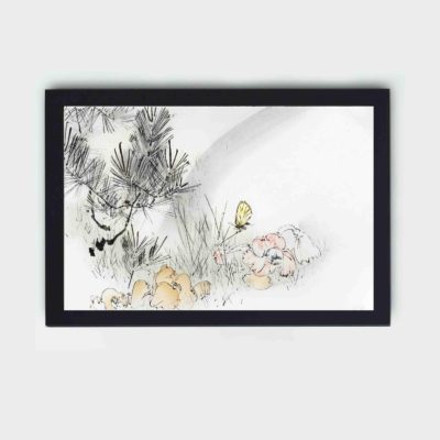 This stunning vintage art print of a wild pine tree by Watanabe SeiteiImmerse,placed on the wall