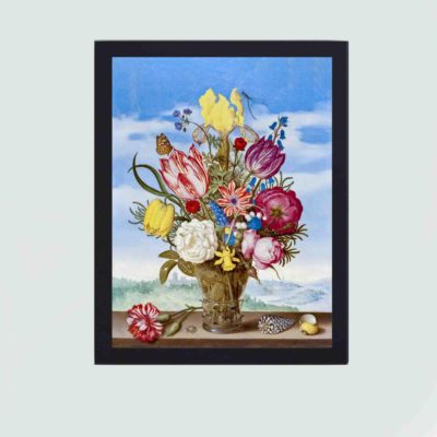 The Dutch Golden Age into your home with this stunning floral print by Ambrosius Bosschaert,mounted on the wall