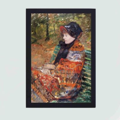 vintage art print of 'Autumn, Portrait of Lydia Cassatt' (1880) by Mary Cassatt. mounted on the white background with black frame