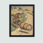 Discover the charm of the Three Little Pigs with this vintage art print,mounted on the wall