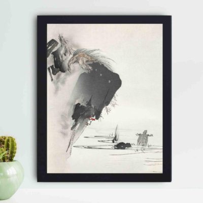 tranquility of the underwater world with this Kogyo Tsukioka turtle art print,mounted on the wall