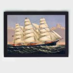 This vintage Clipper Ship Three Brothers print by Currier & Ives,hung on the wall