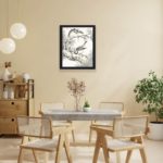 Add the harmony of nature with this Japanese Willow Tit and Pine Tree art print by Numata Kashu,hung on the wall