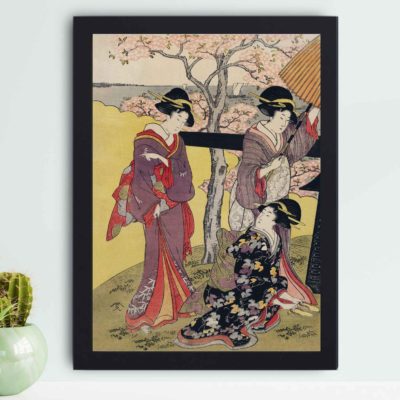 Gotenyama no Hanami Hidari by Utamaro Kitagawa. Exquisite vintage Japanese art,Cherry blossom beauty,framed and placed on the wall