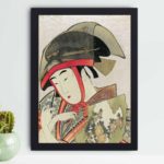 Yoshiwara Suzume art print by Utamaro Kitagawa. Crisp, high-resolution reproduction of classic Japanese beauty,displayed on the floor