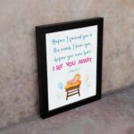 Baby in a crib with pastel balloons and Jeremiah 1:5 Bible verse, Before I Formed You in the Womb. Wall art for kids' room decor. displayed on the wall in a black frame